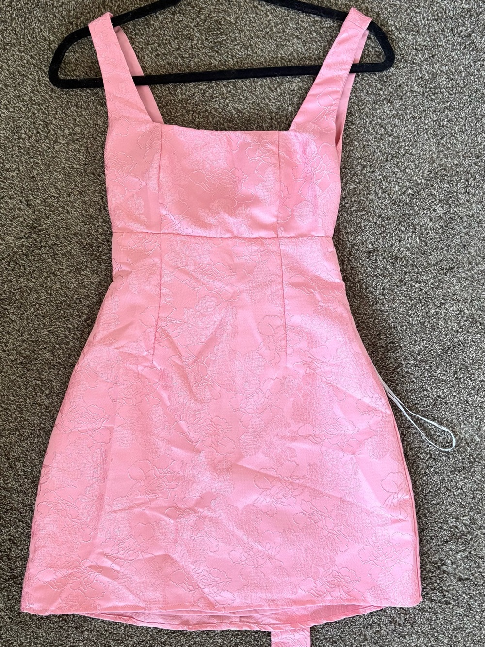 Lulus Pink Floral HOCO/HOMECOMING Jacquard Square-Neck Mini Dress- worn once